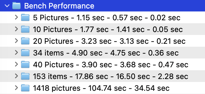 Internal benchmark screenshot showing classic decoding, CMP standard decoding and CMP turbo decoding for RAW folders